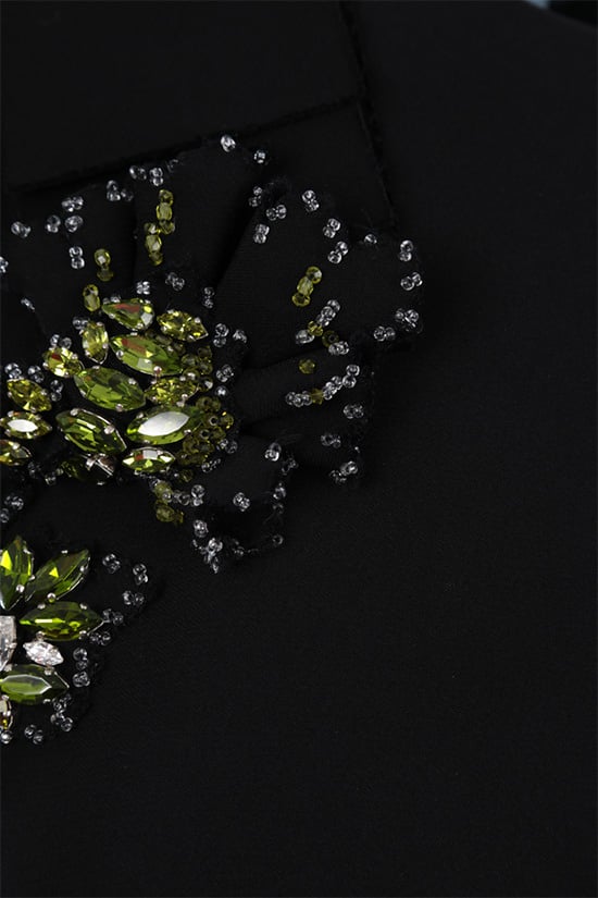 PRADA abito corto in cady con patch gioiello In Linea