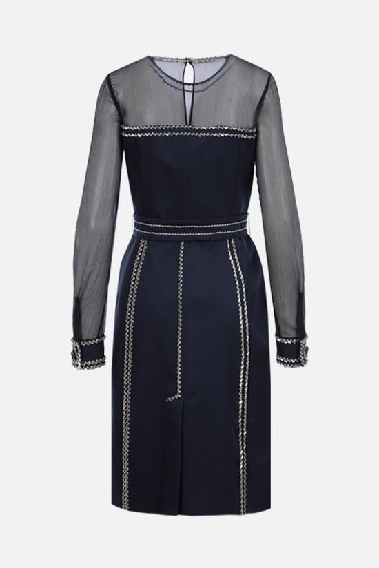 PRADA abito corto in radzmire e chiffon con cristalli Soddisfazione Garantita