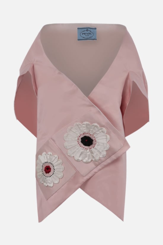 PRADA stola in raso di seta patch fiore Promozione Limitata