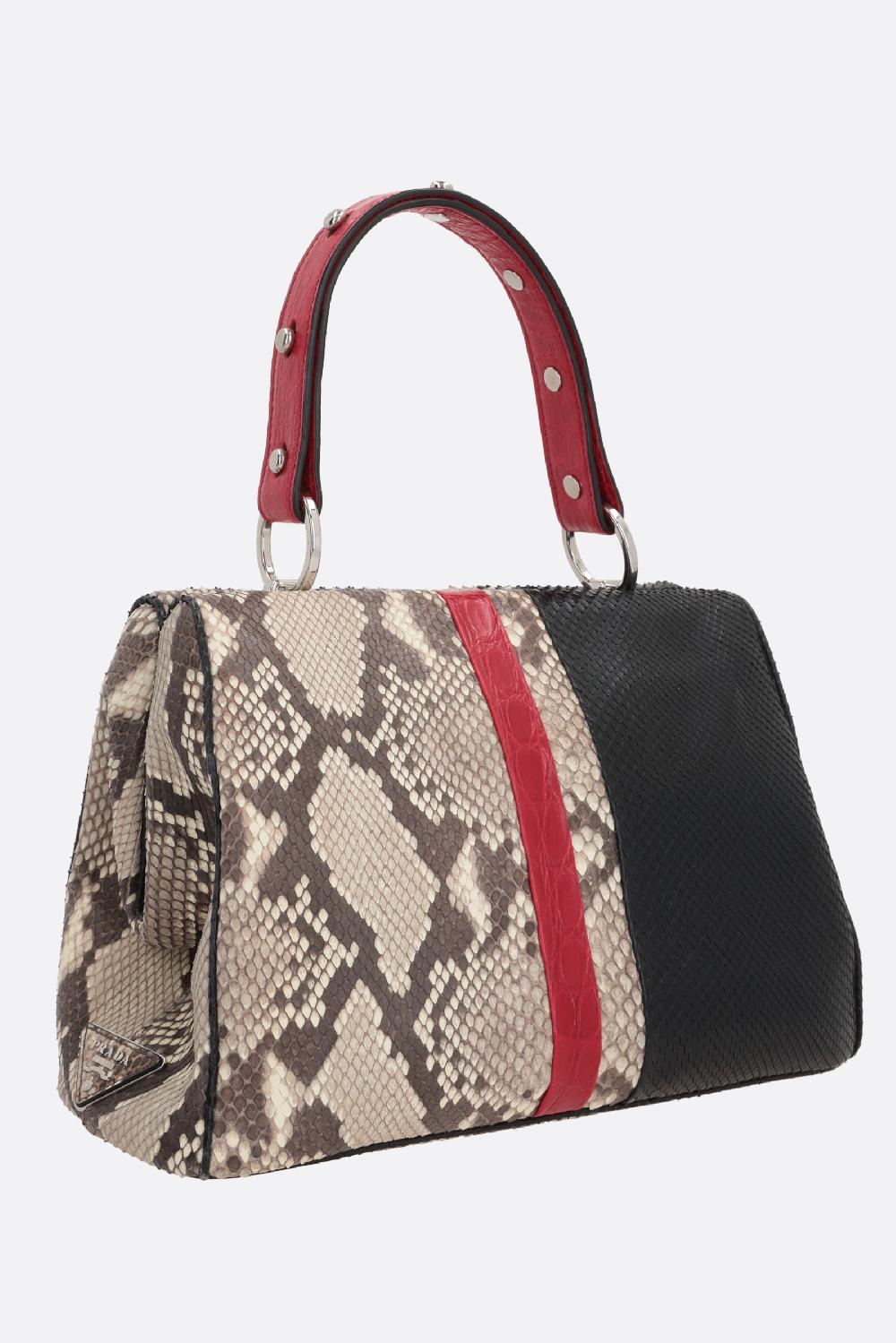 PRADA borsa a mano in pelle di pitone e coccodrillo Shopping Online