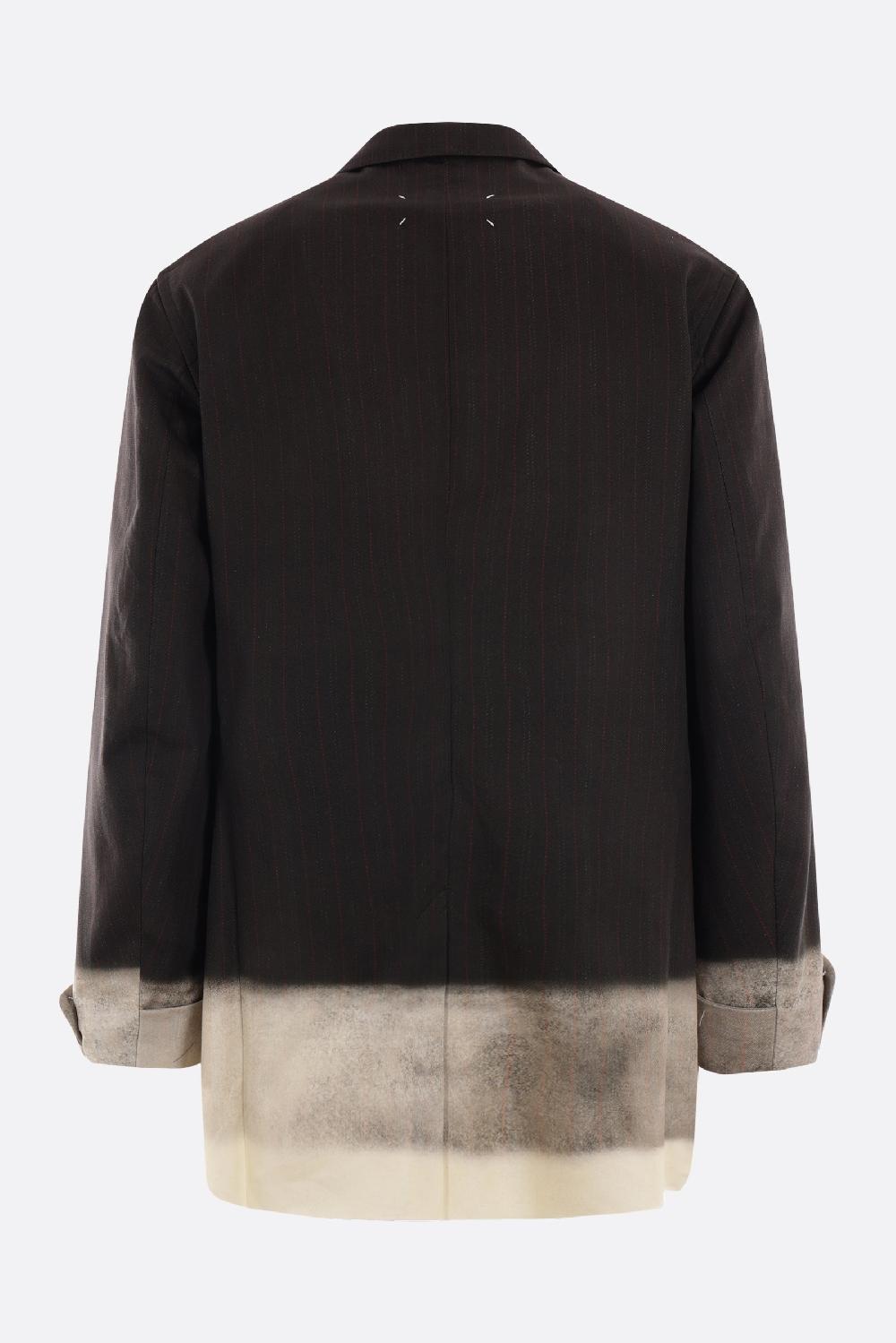 MAISON MARGIELA giacca monopetto in cotone gessato trompe l'oeil Convenienza