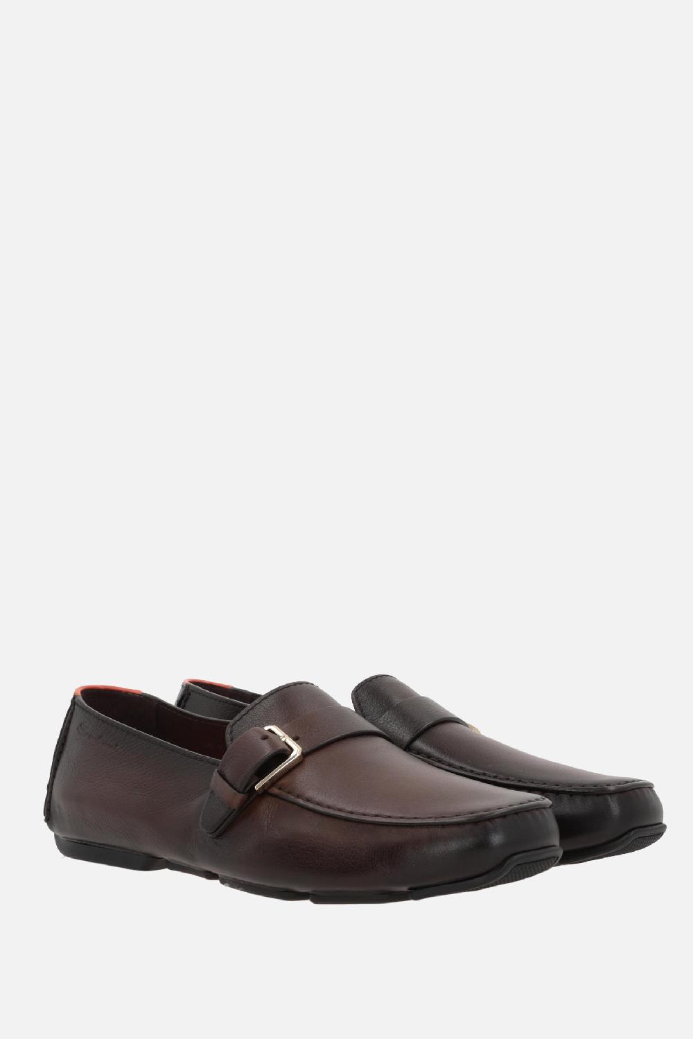 SANTONI mocassino in pelle liscia con fibbia Vendite Flash