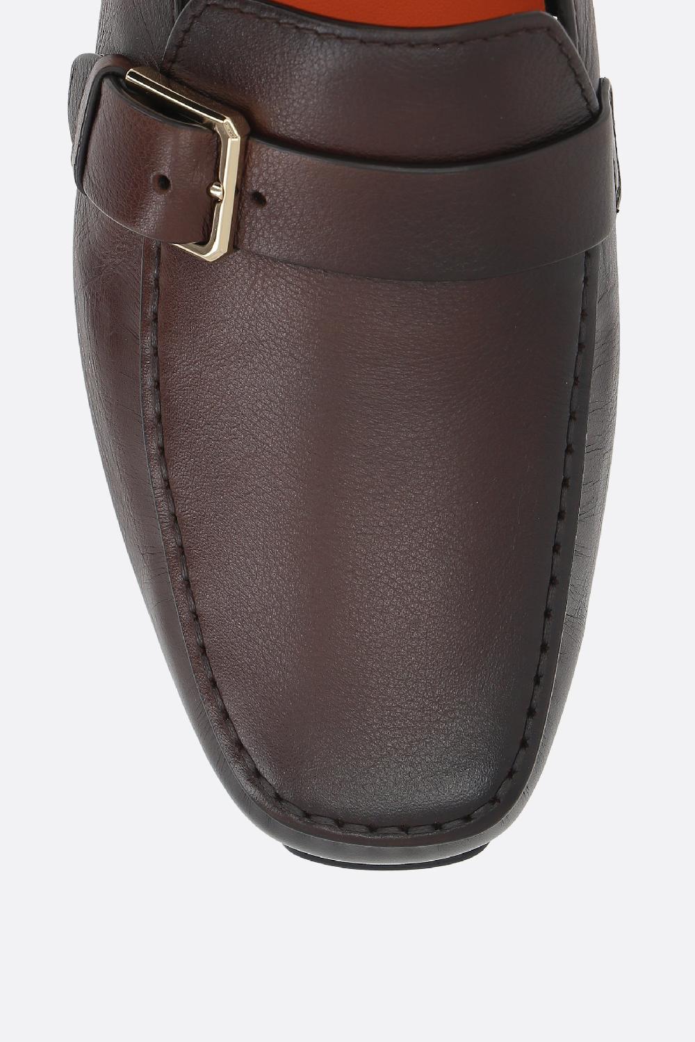 SANTONI mocassino in pelle liscia con fibbia Vendite Flash