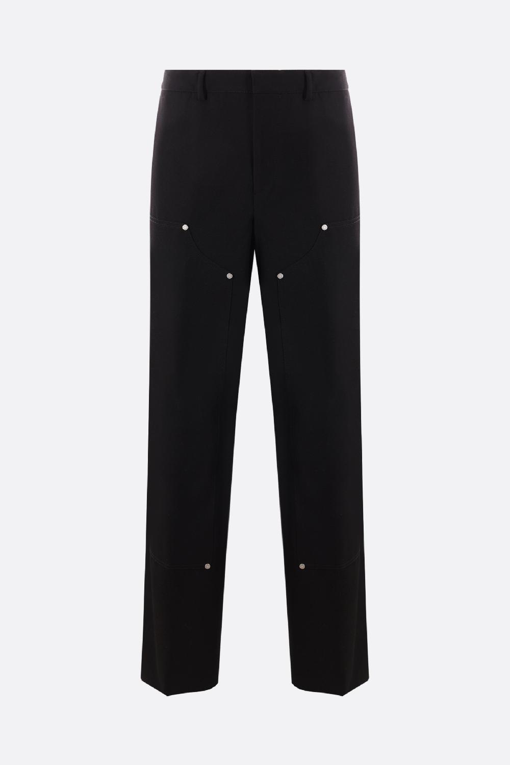 PALM ANGELS pantalone workwear in twill tecnico Monogram Qualità Garantita