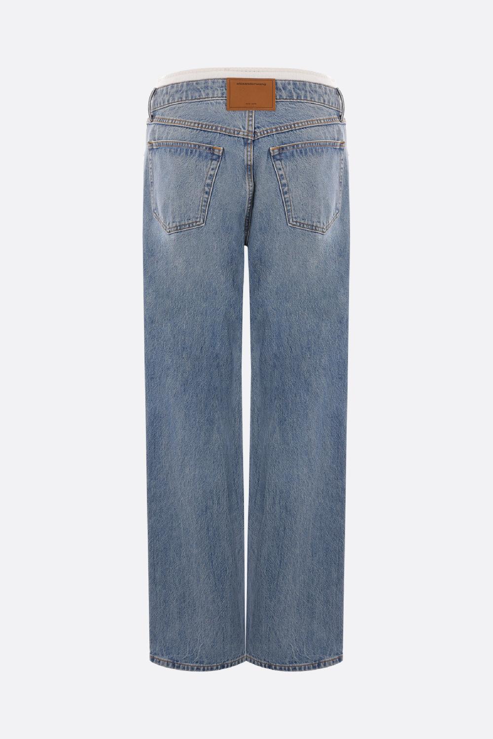 ALEXANDER WANG jeans in denim con fascia pointelle Prezzo Ridotto