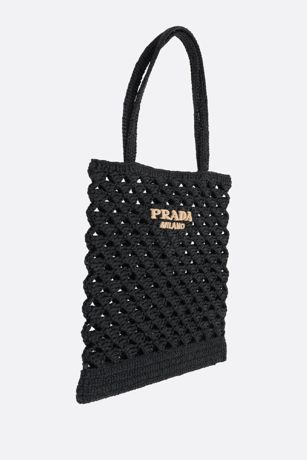 PRADA borsa shopping in rafia sintetica Vendita Calda