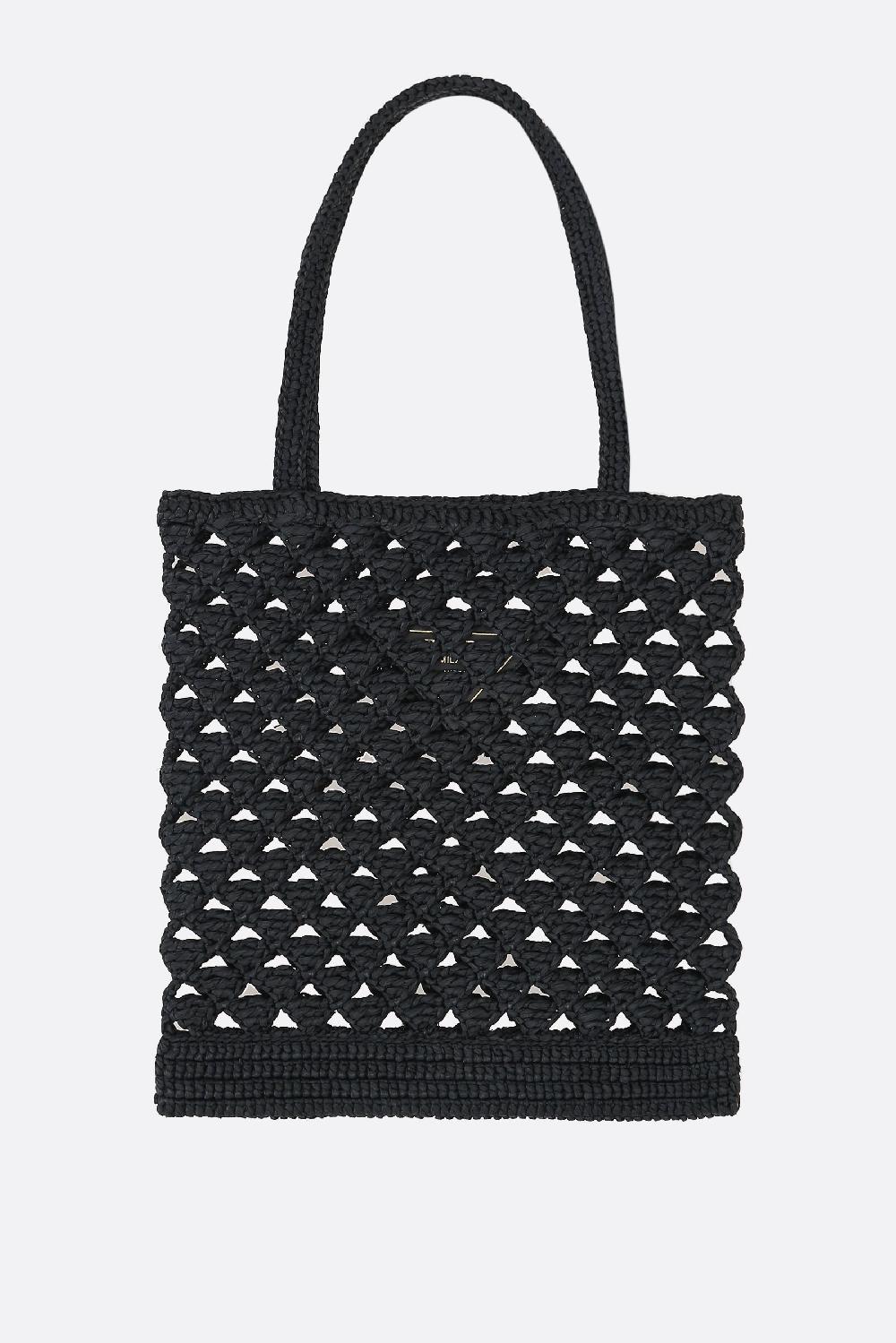 PRADA borsa shopping in rafia sintetica Vendita Calda