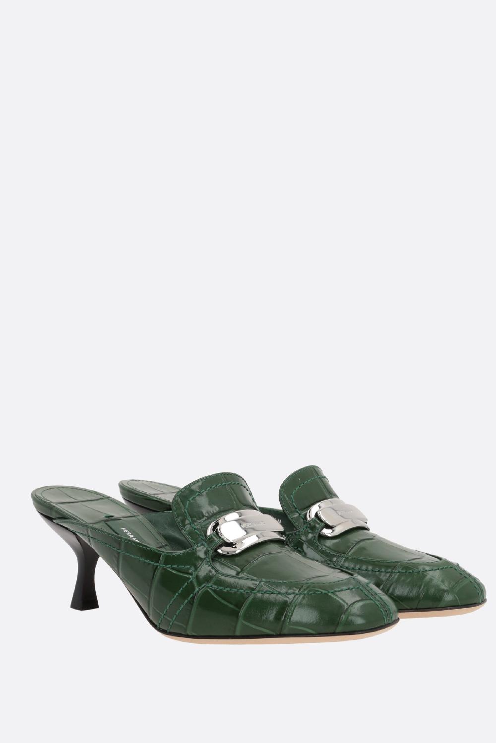 FERRAGAMO mule Elodye in pelle stampa coccodrillo Convenienza