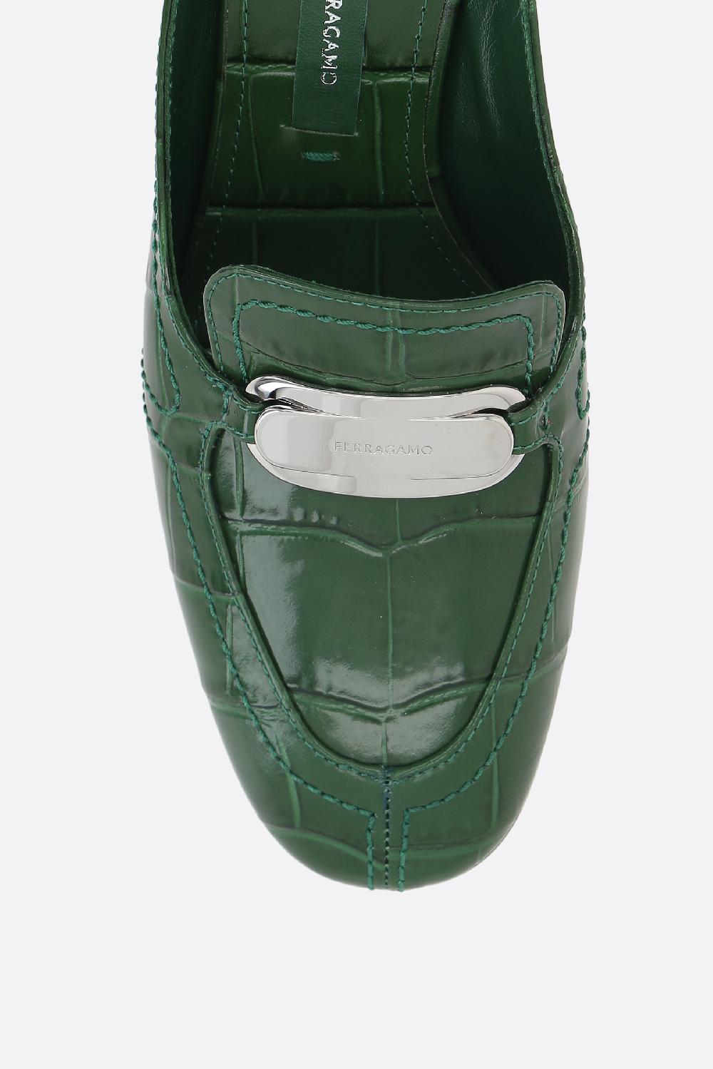 FERRAGAMO mule Elodye in pelle stampa coccodrillo Convenienza