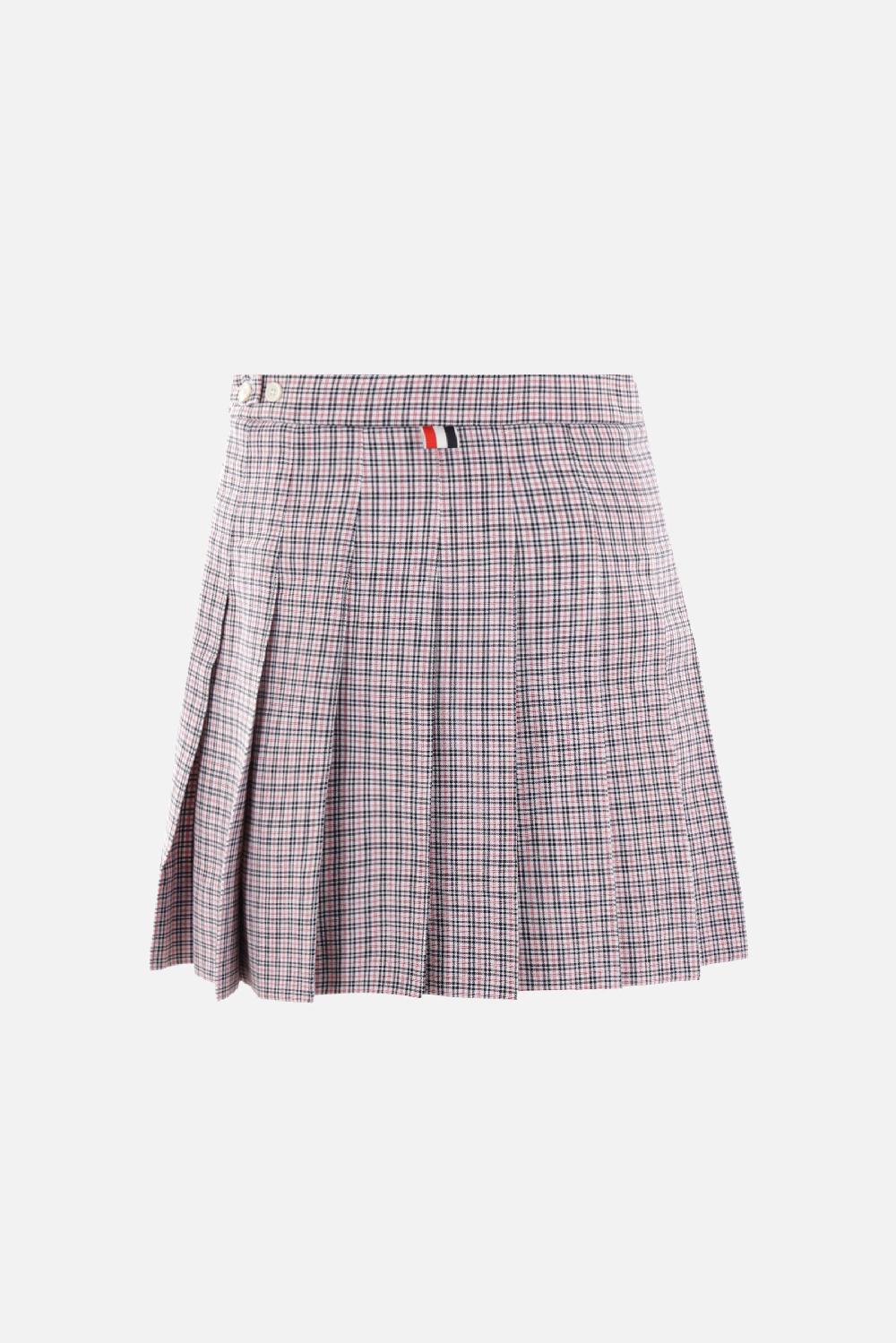 THOM BROWNE minigonna in misto cotone tartan small Pezzi Unici