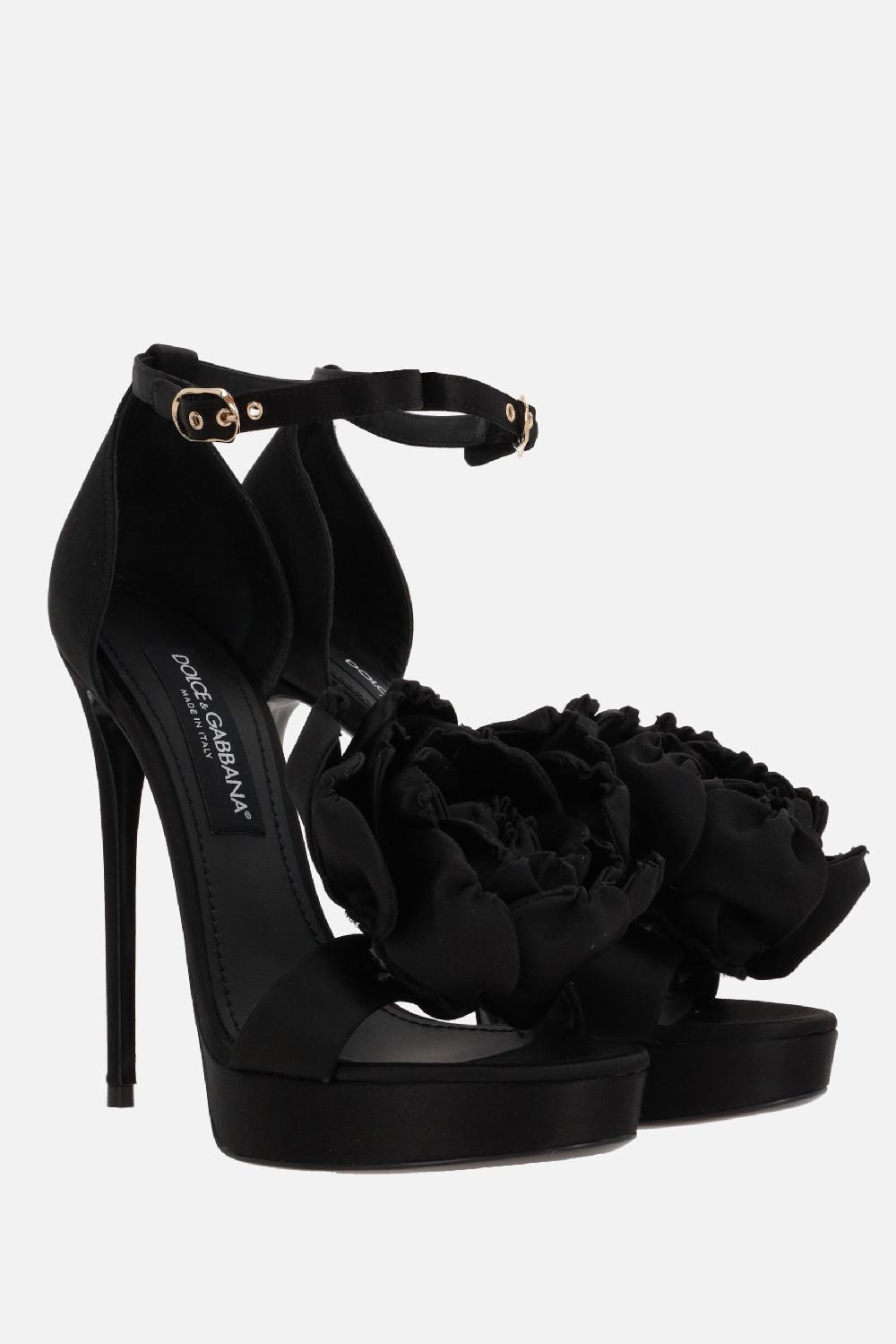 DOLCE & GABBANA sandalo platform in raso con fiore Vendita