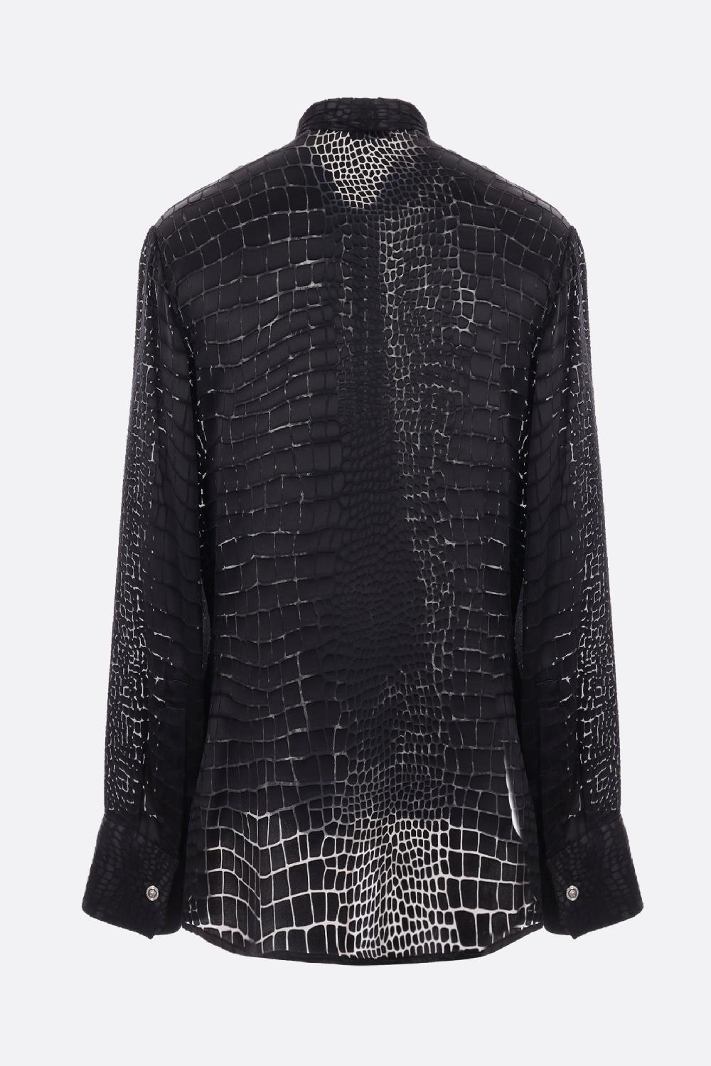 VERSACE camicia in misto seta devoré Coccodrillo In Saldo