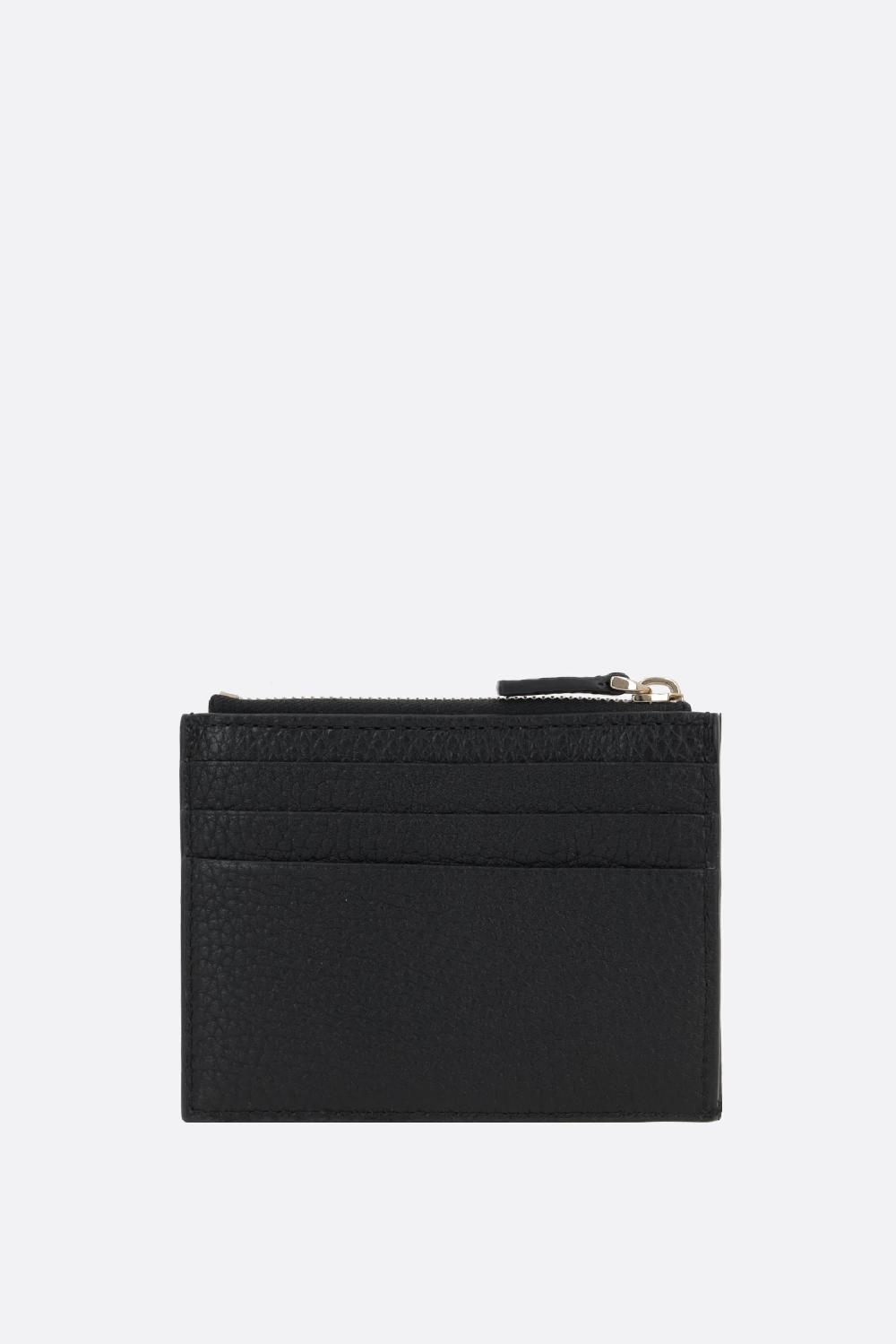VALENTINO GARAVANI porta carte con zip Rockstud in pelle martellata Italia