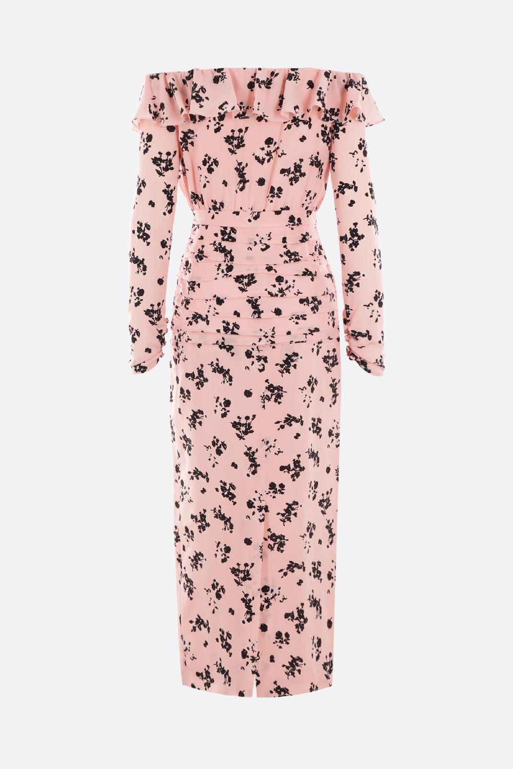 ALESSANDRA RICH abito off-the-shoulder in seta stampa floreale Promozione Limitata