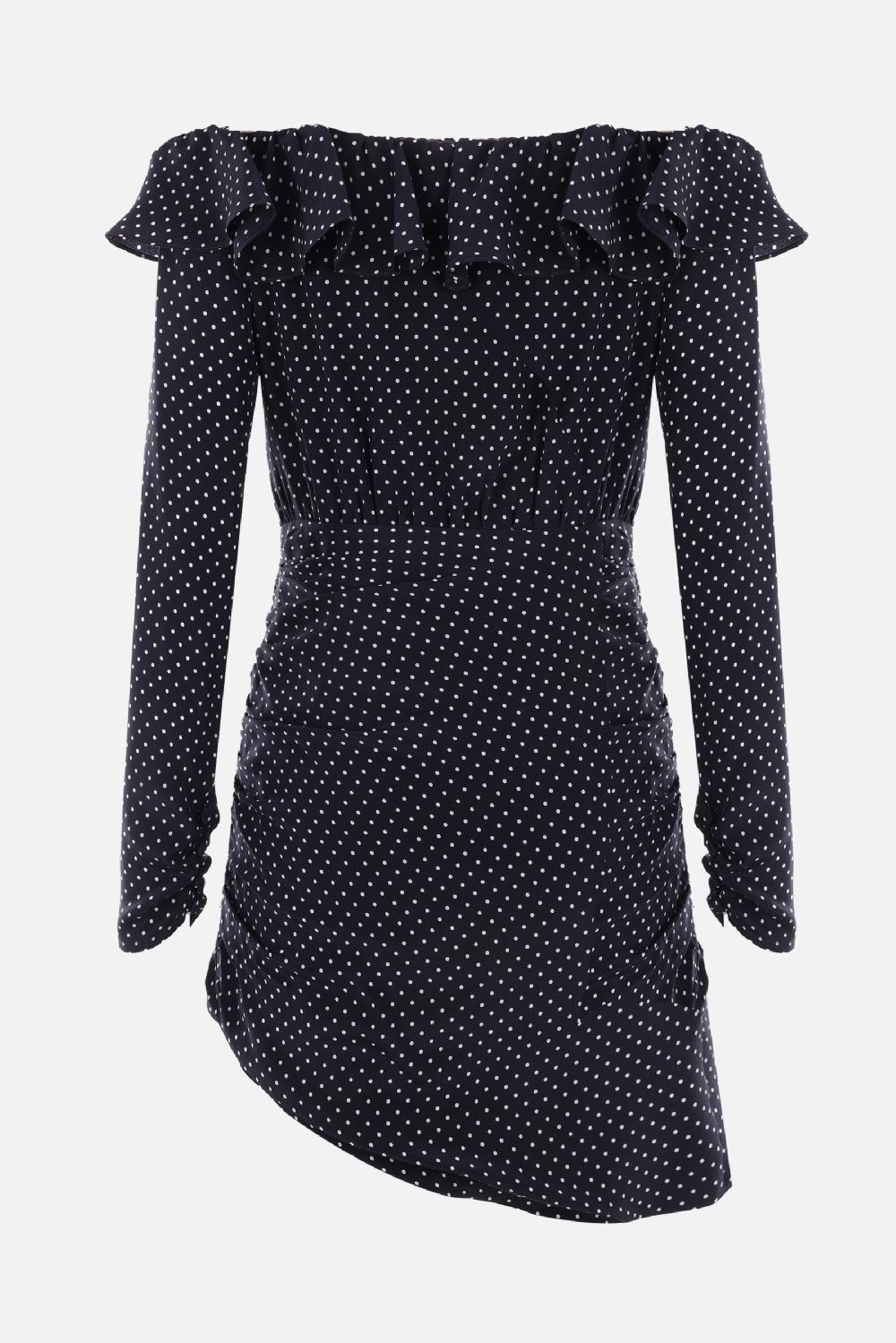 ALESSANDRA RICH miniabito off-the-shoulder in seta a pois Fino Al -60%