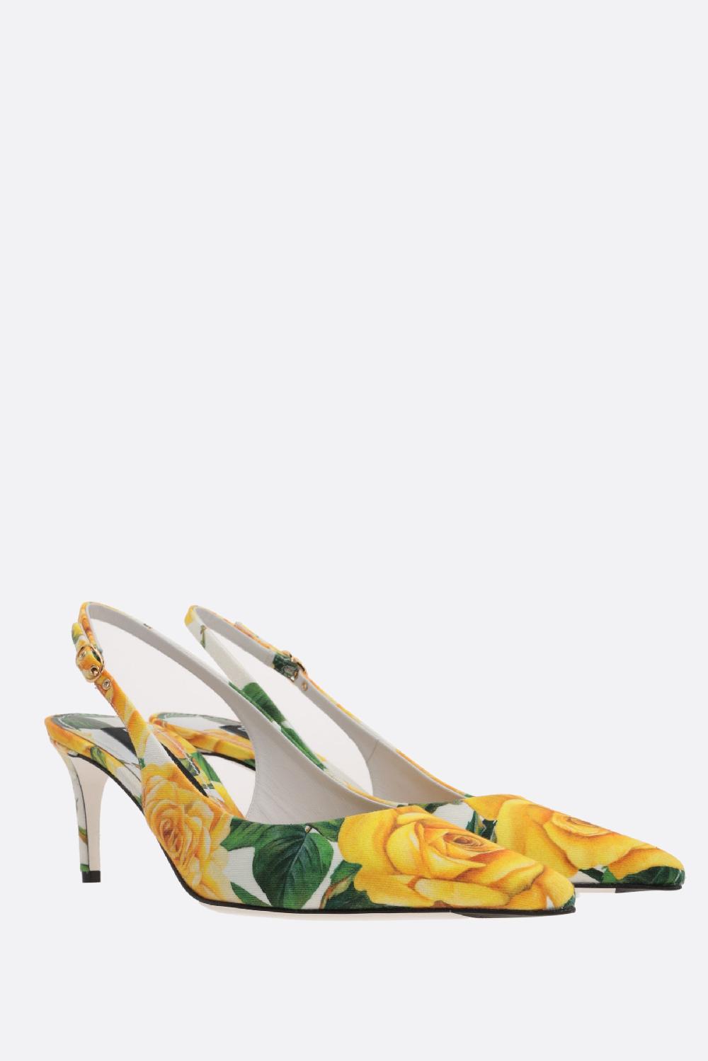 DOLCE & GABBANA slingback in gabardine stampa Rose Gialle Shopping Online