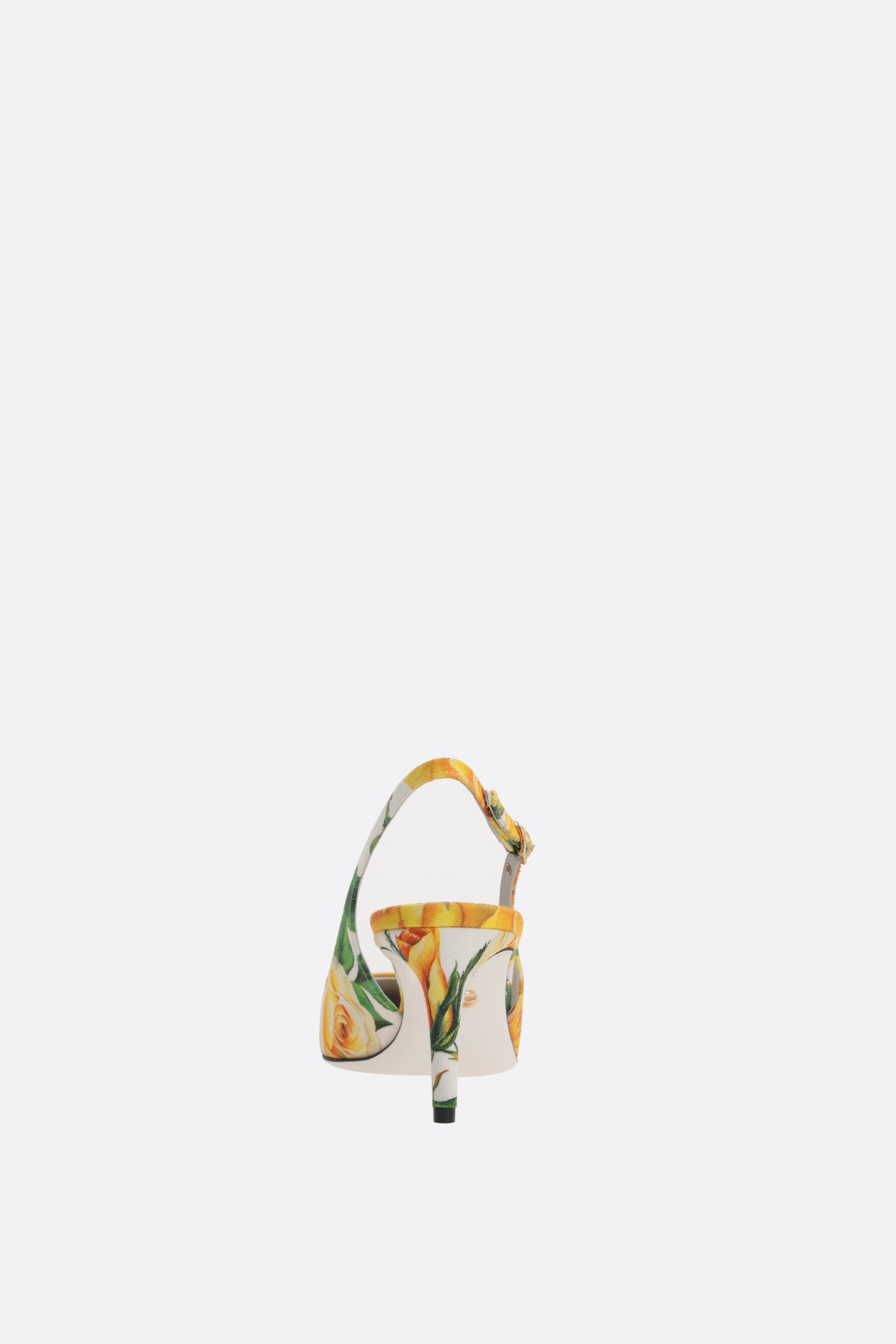 DOLCE & GABBANA slingback in gabardine stampa Rose Gialle Shopping Online