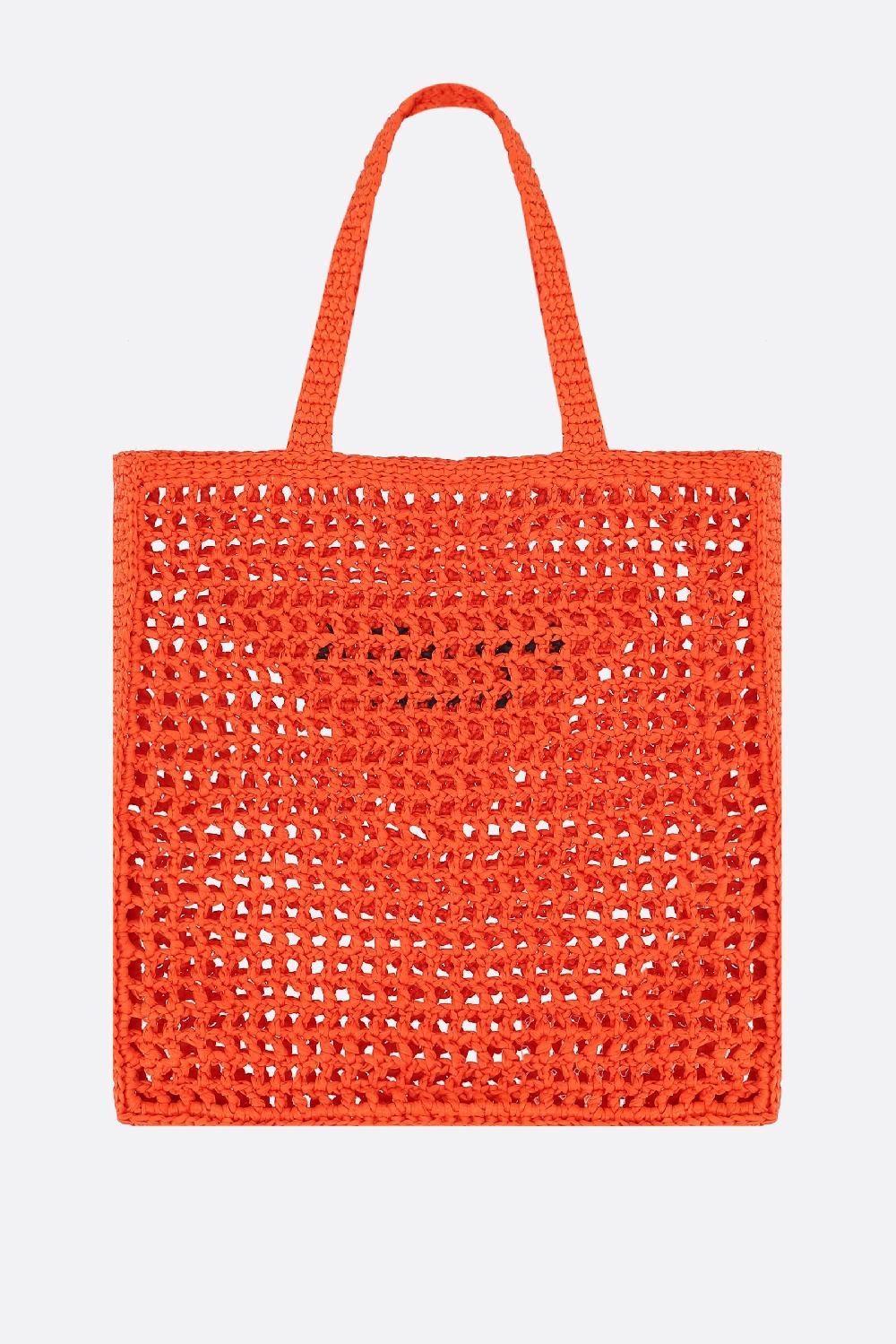PRADA borsa shopping in rafia sintetica ricamo logo Italy