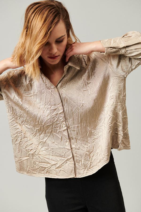 Transit Par Such Camicia fluida in raso di viscosa con effetto stropicciato. modello am – Transit Vendita Economica