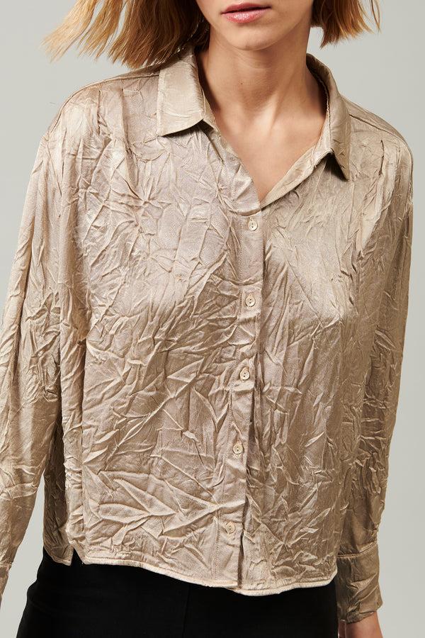 Transit Par Such Camicia fluida in raso di viscosa con effetto stropicciato. modello am – Transit Vendita Economica