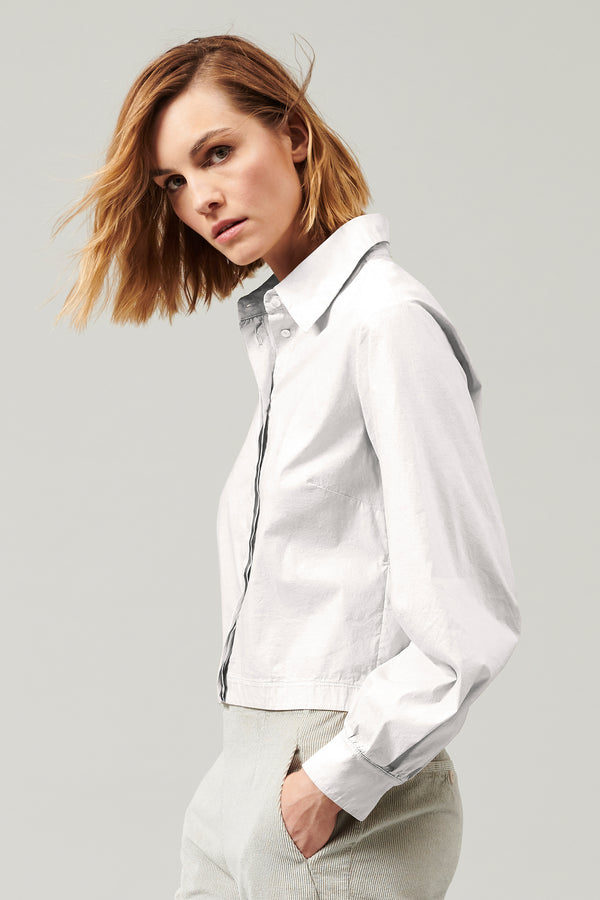 Transit Par Such Camicia in popeline di cotone stretch con manica voluminosa sagomata – Transit In Saldo