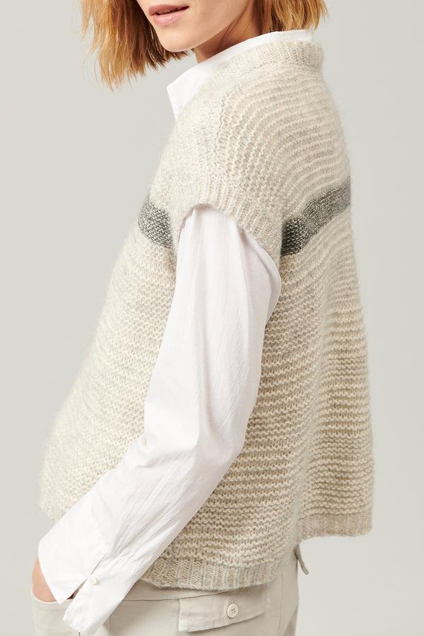 Transit Par Such Maglia senza maniche in lana ed alpaca motivo di riga a contrasto colo – Transit Pezzi Unici