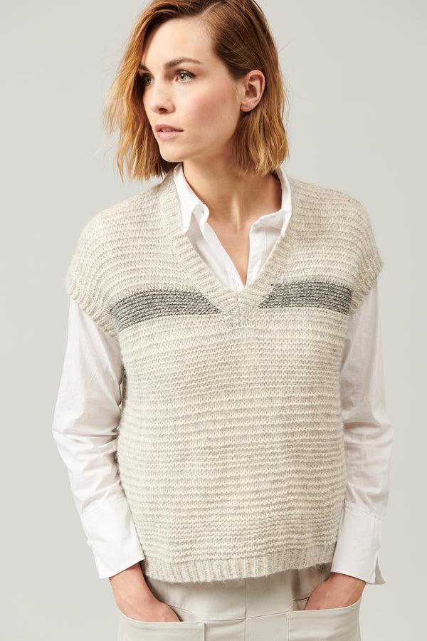Transit Par Such Maglia senza maniche in lana ed alpaca motivo di riga a contrasto colo – Transit Pezzi Unici
