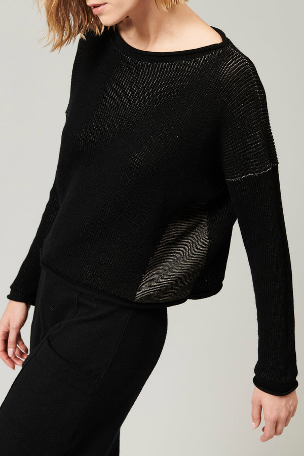 Transit Par Such Maglia scollo a barchetta in costina bicolore di lana e lino | 1013.CF – Transit Shopping Online