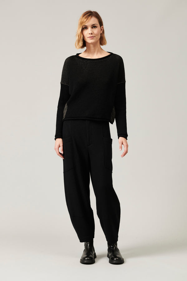 Transit Par Such Maglia scollo a barchetta in costina bicolore di lana e lino | 1013.CF – Transit Shopping Online