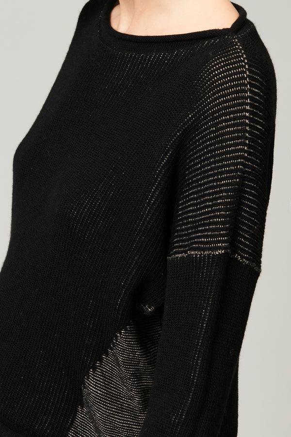 Transit Par Such Maglia scollo a barchetta in costina bicolore di lana e lino | 1013.CF – Transit Shopping Online