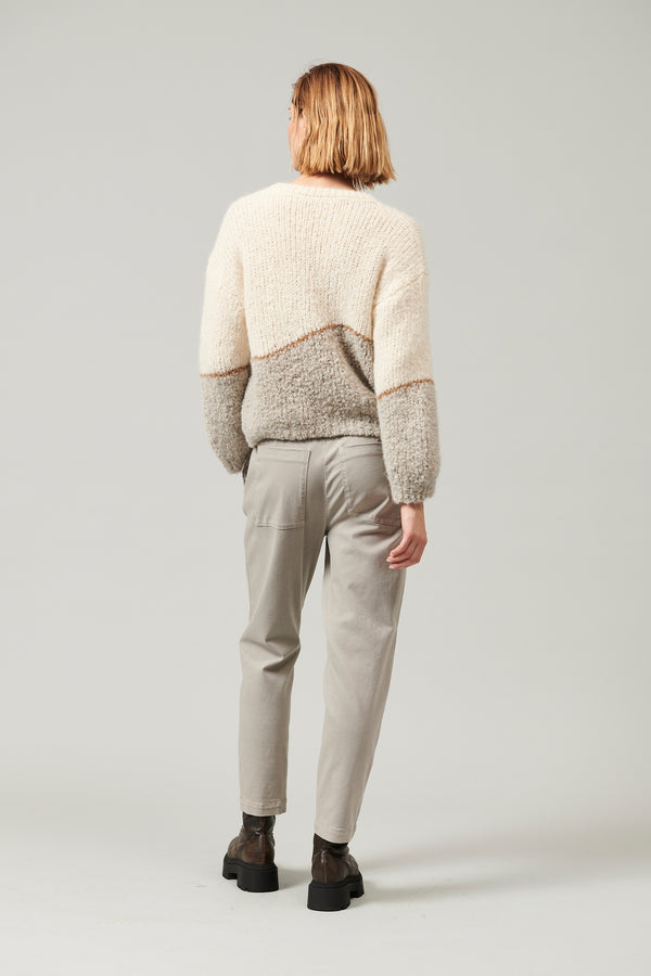 Transit Par Such Maglia oversize girocollo in filato di alpaca naturale con texture bou – Transit Sottocosto