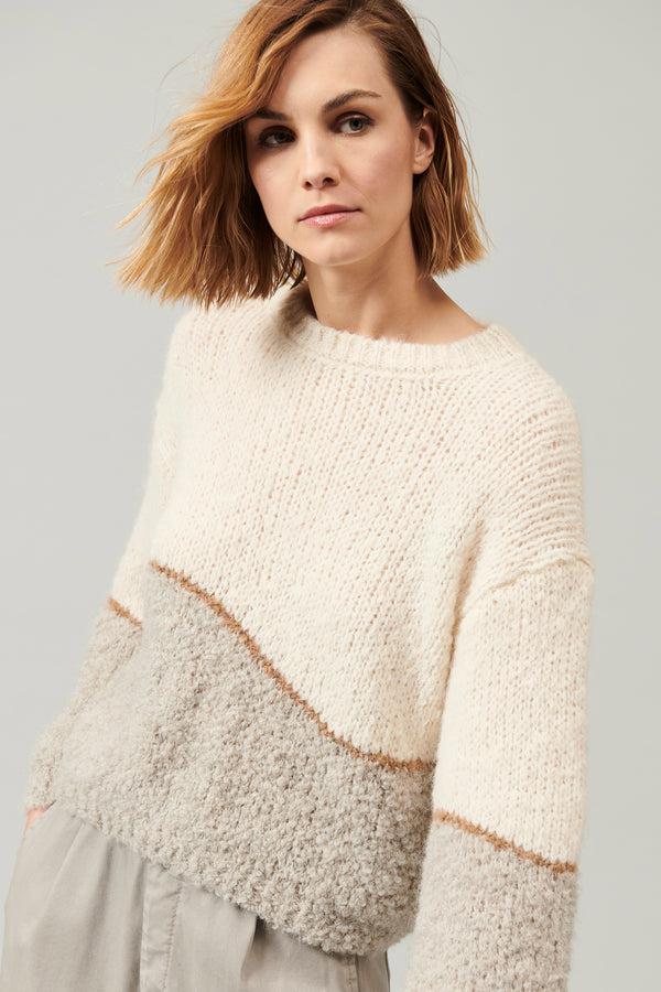 Transit Par Such Maglia oversize girocollo in filato di alpaca naturale con texture bou – Transit Sottocosto