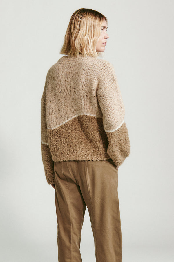 Transit Par Such Maglia oversize girocollo in filato di alpaca naturale con texture bou – Transit Convenienza