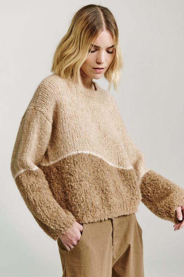 Transit Par Such Maglia oversize girocollo in filato di alpaca naturale con texture bou – Transit Convenienza