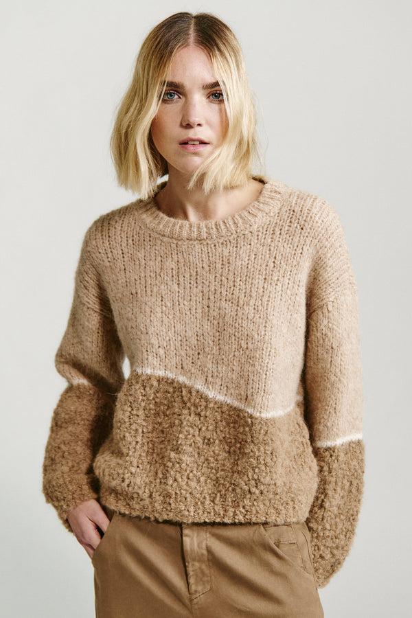 Transit Par Such Maglia oversize girocollo in filato di alpaca naturale con texture bou – Transit Convenienza