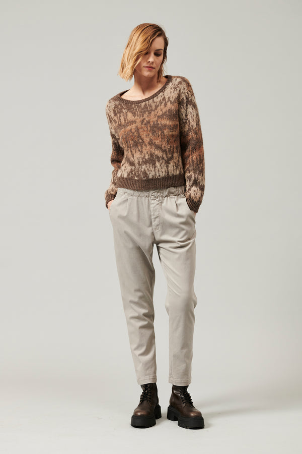 Transit Par Such Maglia girocollo a manica lunga in filato di alpaca e mohair con lavor – Transit Novità