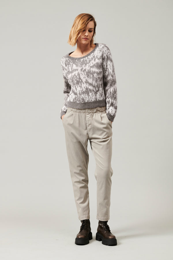 Transit Par Such Maglia girocollo a manica lunga in filato di alpaca e mohair con lavor – Transit Presa