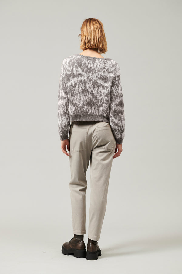 Transit Par Such Maglia girocollo a manica lunga in filato di alpaca e mohair con lavor – Transit Presa