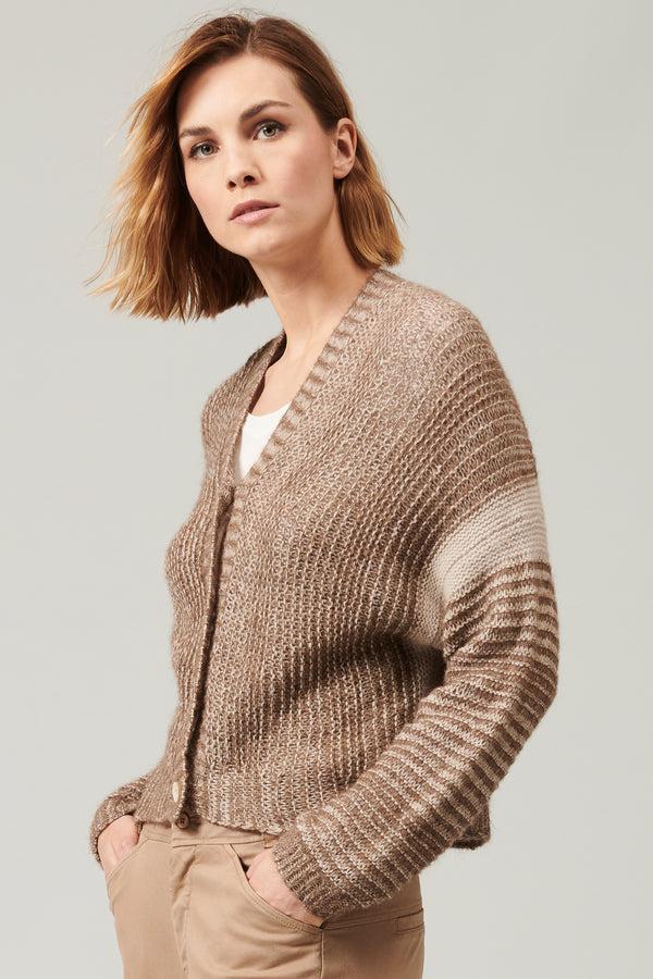 Transit Par Such Cardigan in lana ed alpaca con motivo di riga a contrasto colore | 101 – Transit Hotsell