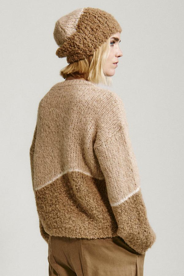 Transit Par Such Berretto tricot in filato di alpaca naturale con texture bouclè | 1013 – Transit Nuova