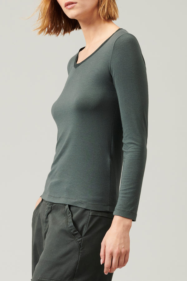 Transit Par Such T-shirt scollo a v slim fit in jersey di modal stretch | 1013.CFDTRYI1 – Transit I Più Venduti