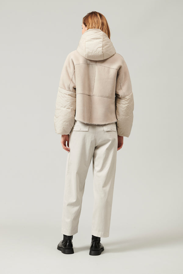 Transit Par Such Giubbino in montone zippato imbottito con cappuccio e maniche in nylon – Transit Saldi Di Fabbrica