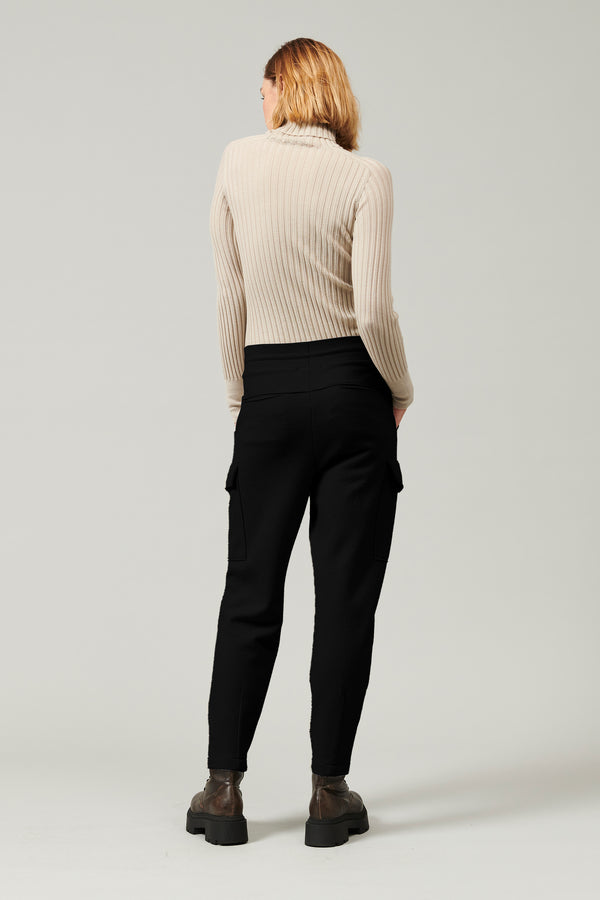Transit Par Such Pantaloni cargo in panno di lana con cintura a coste di lana elastici – Transit In Linea