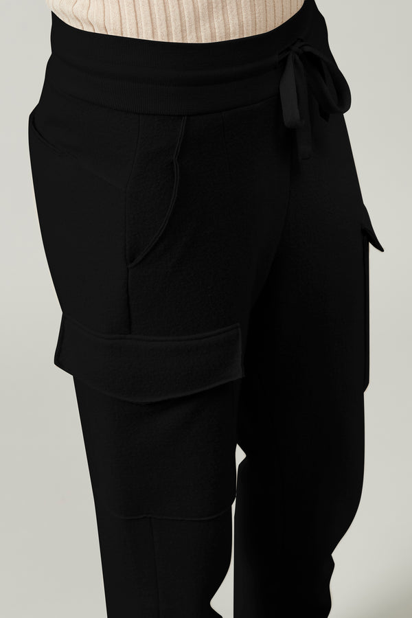 Transit Par Such Pantaloni cargo in panno di lana con cintura a coste di lana elastici – Transit In Linea