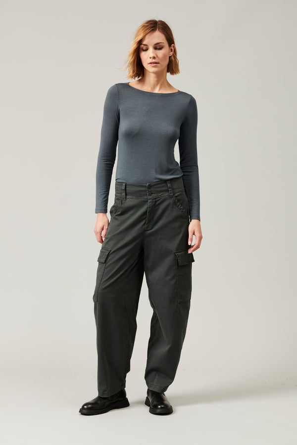 Transit Par Such Pantalone cargo in raso di cotone stretch | 1013.CFDTRYR276.24 – Transit Promozione Limitata