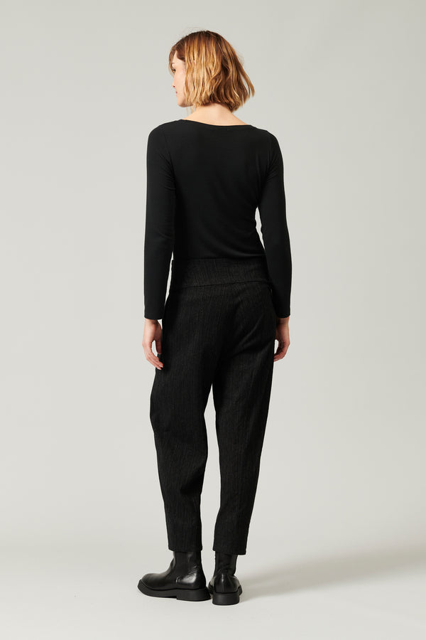 Transit Par Such Pantalone rigato linea bombé com pinces in cotone e viscosa stretch | – Transit Offerta speciale
