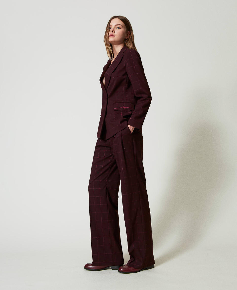 Twin Set Pantaloni a palazzo check con lurex Fino Al -60%