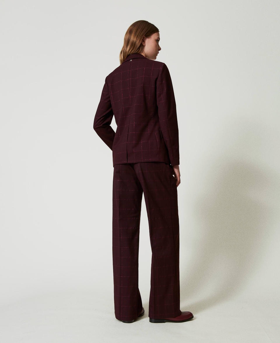 Twin Set Pantaloni a palazzo check con lurex Fino Al -60%