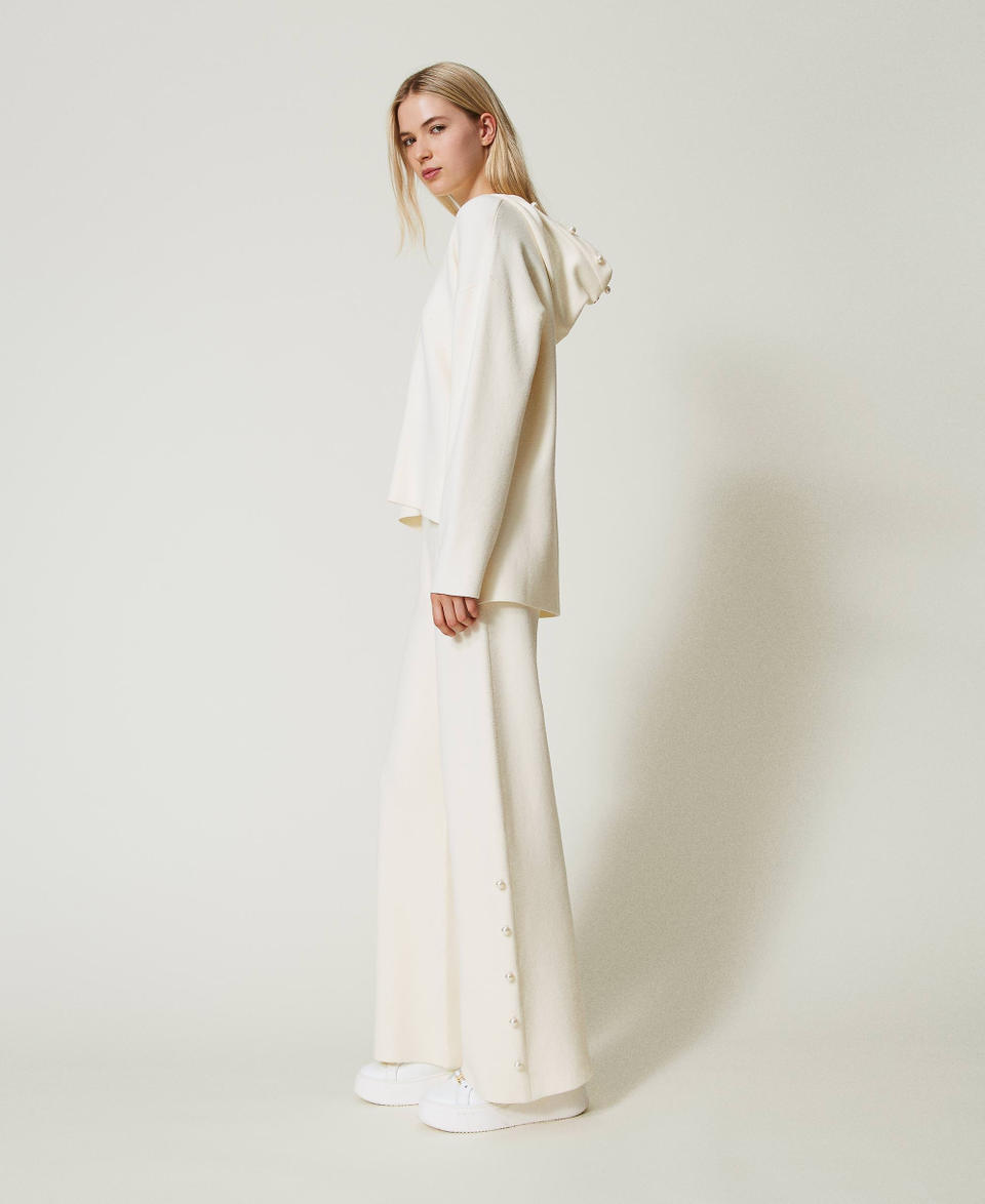 Twin Set Pantaloni wide leg in maglia con perle Online