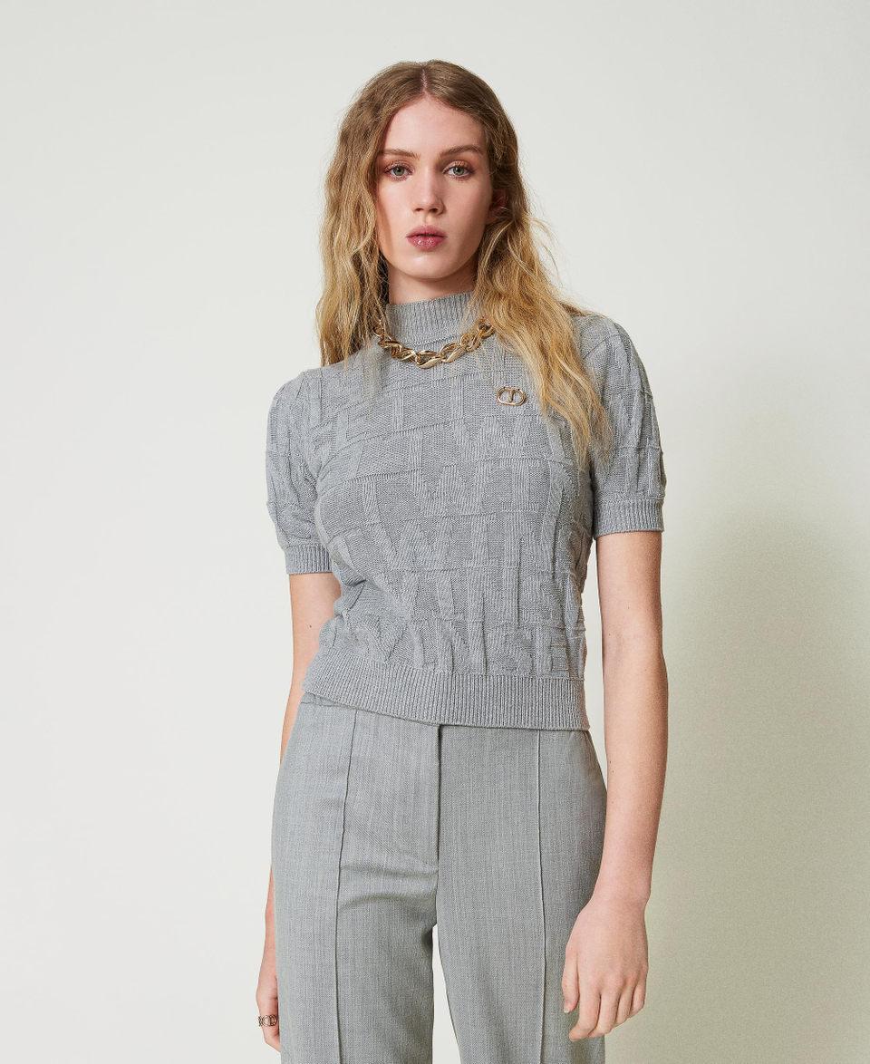 Twin Set Maglia in cotone e cashmere con logo Outlet